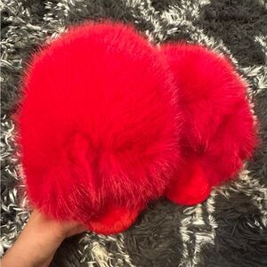 Red Fluffy Slippers